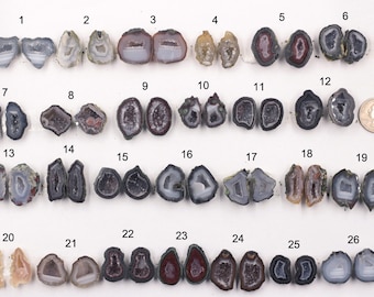 20mm Natural Geode Pairs -- With Sparkling Druzy Drusy Cabochon Cab Wholesale For Designer YHA-308-4