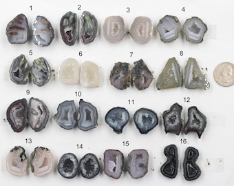 30mm Natural Geode Pairs -- With Sparkling Druzy Drusy Cabochon Cab Wholesale For Designer YHA-308-2