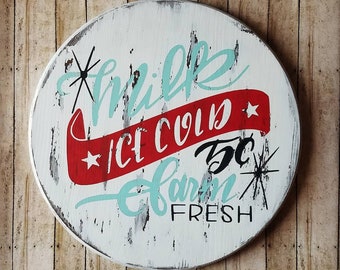 Vintage Inspired Wood Milk Sign