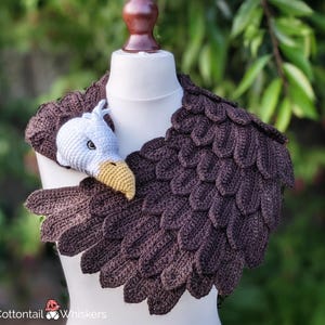 Superb Bald Eagle Crochet Shawl Pattern, PDF Digital Download, American Feather Wing Scarf, Amigurumi Bird Wrap