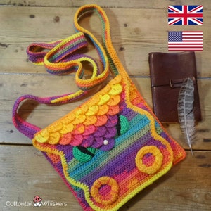 Crochet Dragon Bag, PDF PATTERN ONLY, Messenger Satchel Case, Crocodile Stitch