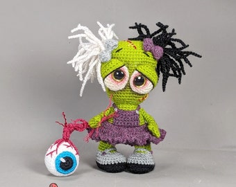 Frankenstein Doll Crochet Pattern - Halloween Eyeball PDF Bundle - Amigurumi Soft Toys - Poke & Drip