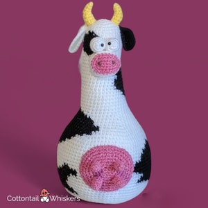 Crochet Cow Pattern, Farmhouse Doorstop, PDF Digital Download, Amigurumi Tutorial, Shelf Sitter, Softoy, Cartwright image 1