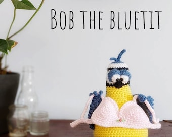 Crochet Bluetit Bird Amigurumi PDF Pattern - Digital Download Toy Tutorial - Shelf Sitter Plushie - Bob