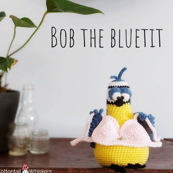 Crochet Bluetit Bird Amigurumi PDF Pattern - Digital Download Toy Tutorial - Shelf Sitter Plushie - Bob