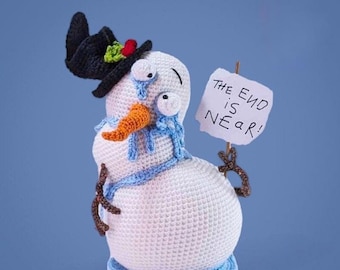 Cute Snowman Crochet Pattern, Christmas Decoration, Digital Doorstop Tutorial PDF, Xmas Decor, Amigurumi Shelf Sitter, Softoy