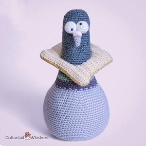 Häkelmuster für Tauben, Vogel-Türstopper, digitaler PDF-Download, Amigurumi-Anleitung, Regalsitter, Preston