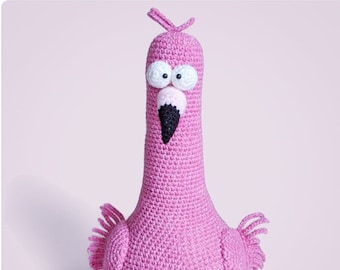 Flamingo Crochet Pattern - Adorable Doorstop - PDF Digital Download - Shelf Sitter Soft Toy Tutorial