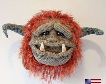 Huge Crochet Fluffy Monster Trophy Head, PDF PATTERN ONLY, Amigirumi Tutorial, Faux Taxidermy Wall Decor