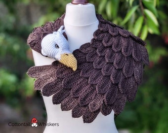 Crochet American Eagle Shawl, PDF PATTERN ONLY, Feather Scarf, Amigurumi Bird Wrap