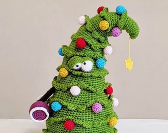 Modèle au crochet pour sapin de Noël, téléchargement PDF, butoir de porte décoratif de Noël, tutoriel Amigurumi, gardienne d'étagère, Softoy, Trevor