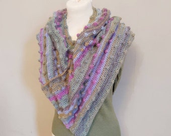 Crochet Cowl Pattern, PDF PATTERN ONLY, Bobble Stitch Poncho, Pretty Shawl