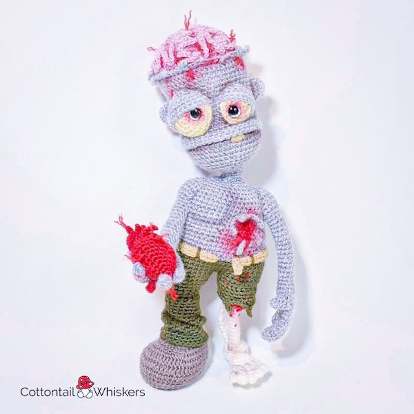 Crochet Valentine Zombie Doll Pattern - Amigurumi PDF Digital Download - Heart Tutorial