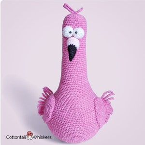 Flamingo Crochet Pattern - Adorable Doorstop - PDF Digital Download - Shelf Sitter Soft Toy Tutorial
