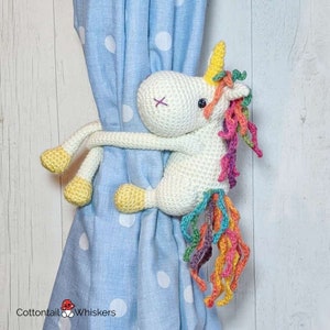 Crochet Unicorn Curtain Tie Backs, PDF PATTERN ONLY, Amigurumi Rainbow, Nursery Decoration, Baby Shower Gift