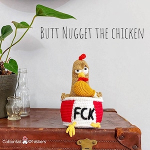 Crochet Chicken PDF Download Pattern - Fast Food Rooster Amigurumi Tutorial - Butt Nugget
