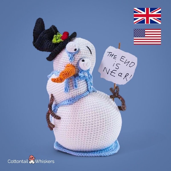 Crochet Christmas Snowman Doorstop, PDF PATTERN ONLY, Xmas Decoration, Amigurumi Tutorial, Shelf Sitter, Softoy