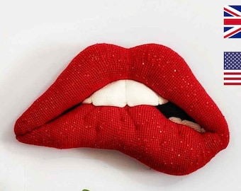 Sexy Crochet Lips, PDF PATTERN ONLY, Halloween Decor, Biting Lips, Horror Amigurumi, Valentine Wall Hanging Art