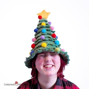 Crochet Christmas Tree Hat Pattern, PDF Digital Download, Xmas Party Dress up, Baubles Decor