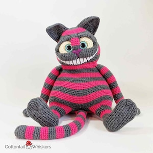Schema all'uncinetto del gatto del Cheshire, download digitale in PDF, peluche amigurumi Alice nel paese delle meraviglie