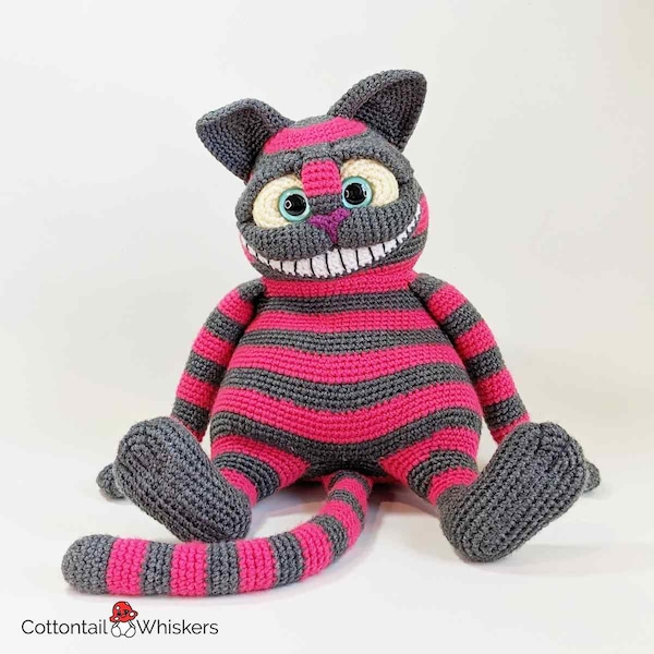 Grinsekatze Häkelanleitung, PDF Digital Download, Amigurumi Alice im Wunderland-Plüschtier