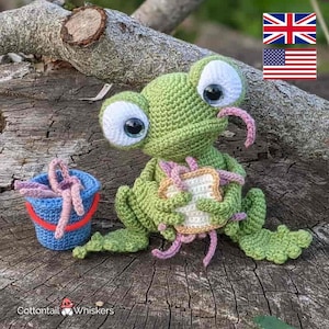 Adorable Crochet Frog & Worm Amigurumi PDF Pattern Fun Toad Toy Making Tutorial 画像 2