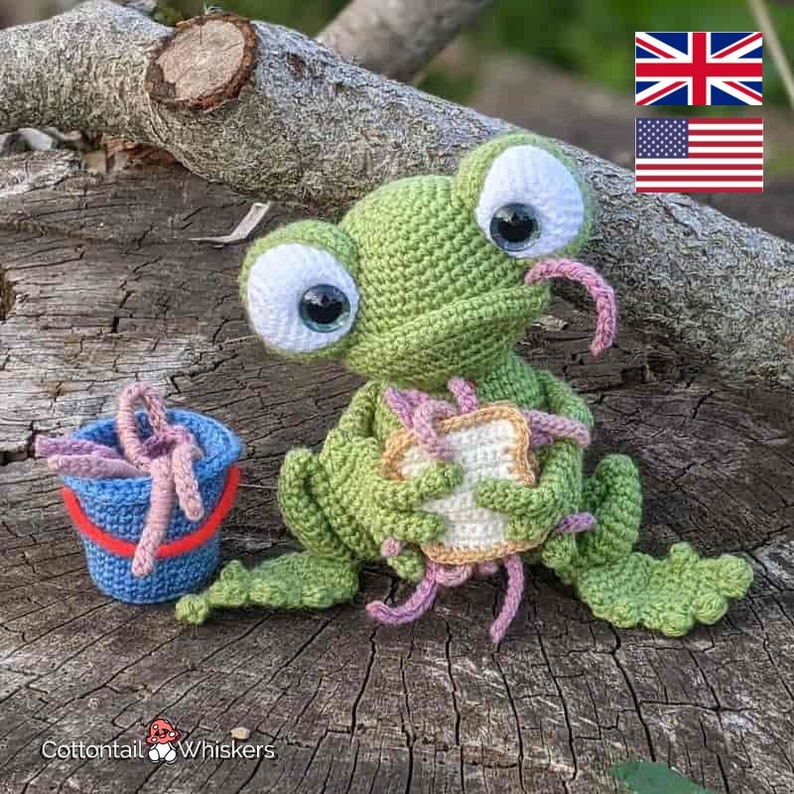 Adorable Crochet Frog & Worm Amigurumi PDF Pattern Fun Toad Toy Making Tutorial 画像 2