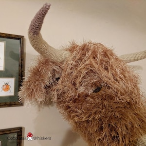 Crochet Highland Cow Trophy Head, PDF PATTERN ONLY, Amigirumi Tutorial, Faux Taxidermy Wall Decor image 7