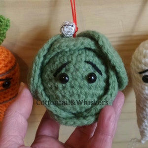 Crochet Christmas Tree Baubles, Amigurumi Carrot, PDF PATTERN, Brussel Sprout, Pigs in Blankets, Tree Decoration image 6