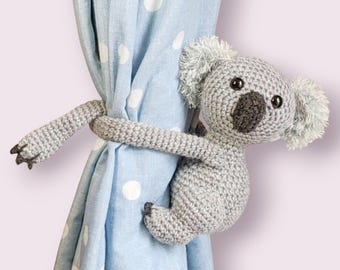 Koala Crochet Pattern, Curtain Tie Backs, PDF Digital Download, Nursery Decor, Amigurumi Safari
