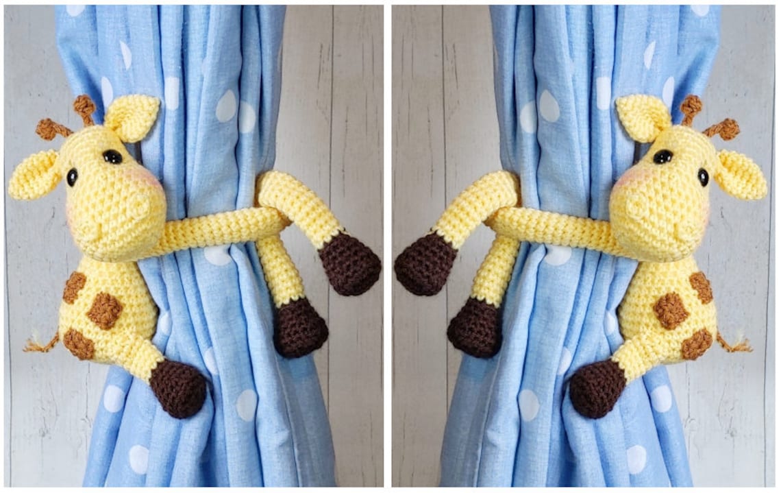 Crochet Giraffe Curtain Tie Backs Amigurumi PDF PATTERN ONLY Etsy