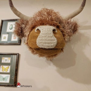 Crochet Highland Cow Trophy Head, PDF PATTERN ONLY, Amigirumi Tutorial, Faux Taxidermy Wall Decor image 5