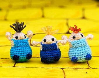 Patrón de mini muñeco de ganchillo, descarga digital en PDF, tutorial para muñeco amigurumi pequeño, ideal para principiantes.