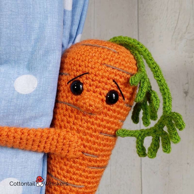 Crochet Carrot Curtain Tie Backs, PDF PATTERN ONLY, Amigurumi Vegetable, Nursery Decoration, Baby Shower Birthday Gift image 7