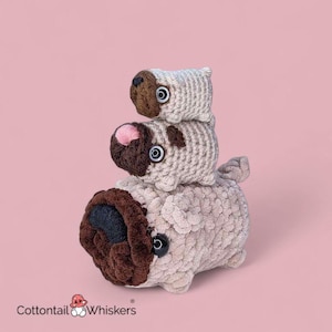 Pug Crochet Pattern, Amigurumi Puppy Dog Plushie Tutorial, PDF Digital Download, Soft Toy Bulldog
