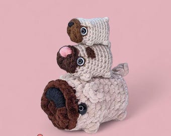 Pug Crochet Pattern, Amigurumi Puppy Dog Plushie Tutorial, PDF Digital Download, Soft Toy Bulldog