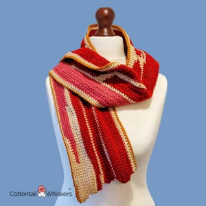 Bacon Scarf Crochet Pattern, PDF Digital Download, Pork Belly Shawl, Streaky Bacon Striped Wrap