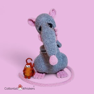 Patrón de rata a crochet, paquete de descarga digital en PDF, peluche de cucaracha amigurumi