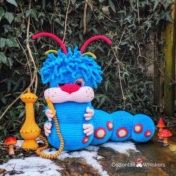 Alice in Wonderland Crochet Pattern Bundle - PDF Download, Blue Caterpillar and Hookah Softie Duo