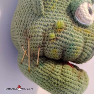 Gehaakt monster van Frankenstein, ALLEEN PDF-PATROON, Amigurumi Trophy Head, Muurhanger afbeelding 7