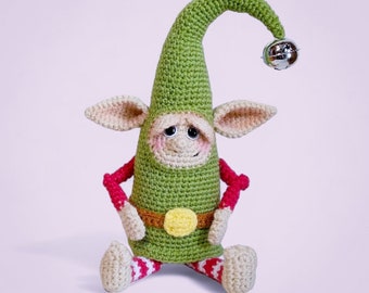 Crochet Elf Pattern, PDF Christmas Download, Amigurumi Decoration Tutorial, Santa's Helper Shelf Sitter
