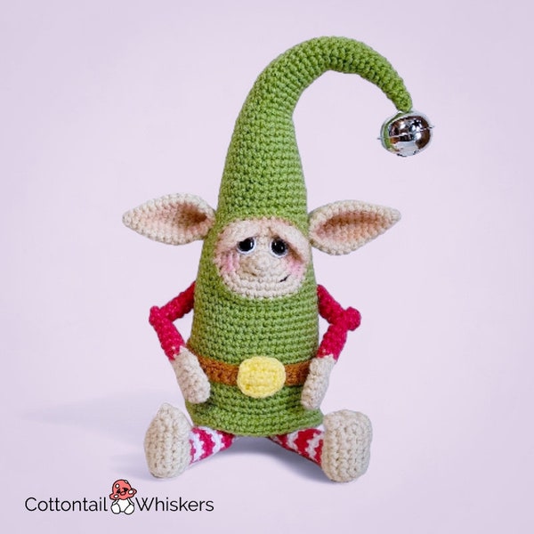 Crochet Elf Pattern, PDF Christmas Download, Amigurumi Decoration Tutorial, Santa's Helper Shelf Sitter