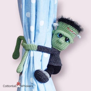 Crochet Frankenstein Pattern, Curtain Tie Backs, PDF Digital Download, Monster Amigurumi, Nursery Decor