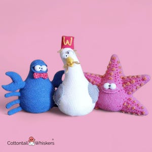 Crab, Seagull & Starfish Crochet Doorstop, Discounted Pattern Bundle, PDF digital Download, Amigurumi Seaside Decor