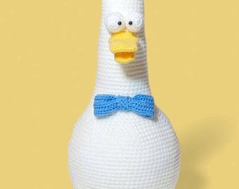 Duck Crochet Pattern, Amigurumi Bird Doorstop, PDF Digital Download, White Duckling Home Decor Gift
