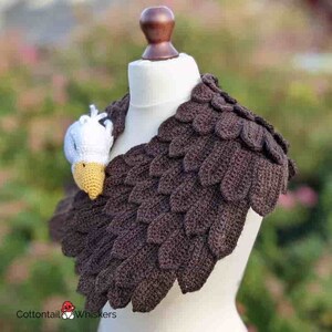 Crochet American Eagle Shawl, PDF PATTERN ONLY, Feather Scarf, Amigurumi Bird Wrap image 7