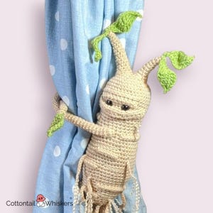 Mandrake Crochet Pattern, Curtain Tie Backs, PDF Digital Download, Amigurumi Wizard, Magical Decor