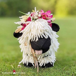 Tutoriel amusant au crochet pour les moutons du Valais Motif amigurumi d'animaux de la ferme, jolie couronne de fleurs PDF UNIQUEMENT image 3