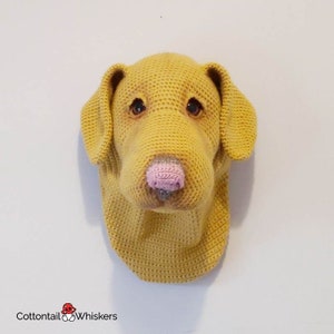 Crochet Labrador Head, PDF PATTERN ONLY, Trophy Head Wall Hanging, Good Boy Amigurumi, Faux Taxidermy, Skip