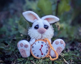 Alice im Wunderland Häkelanleitung - Sofort Download, Amigurumi Taschenuhr, DIY Spielzeug